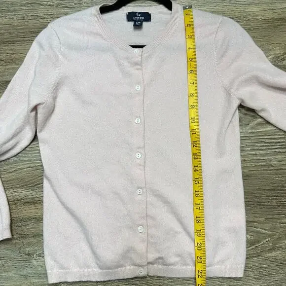 Lands' End 100% Cashmere Cardigan Button Up Sweater Pastel Pink - Size Small - Picture 4 of 6